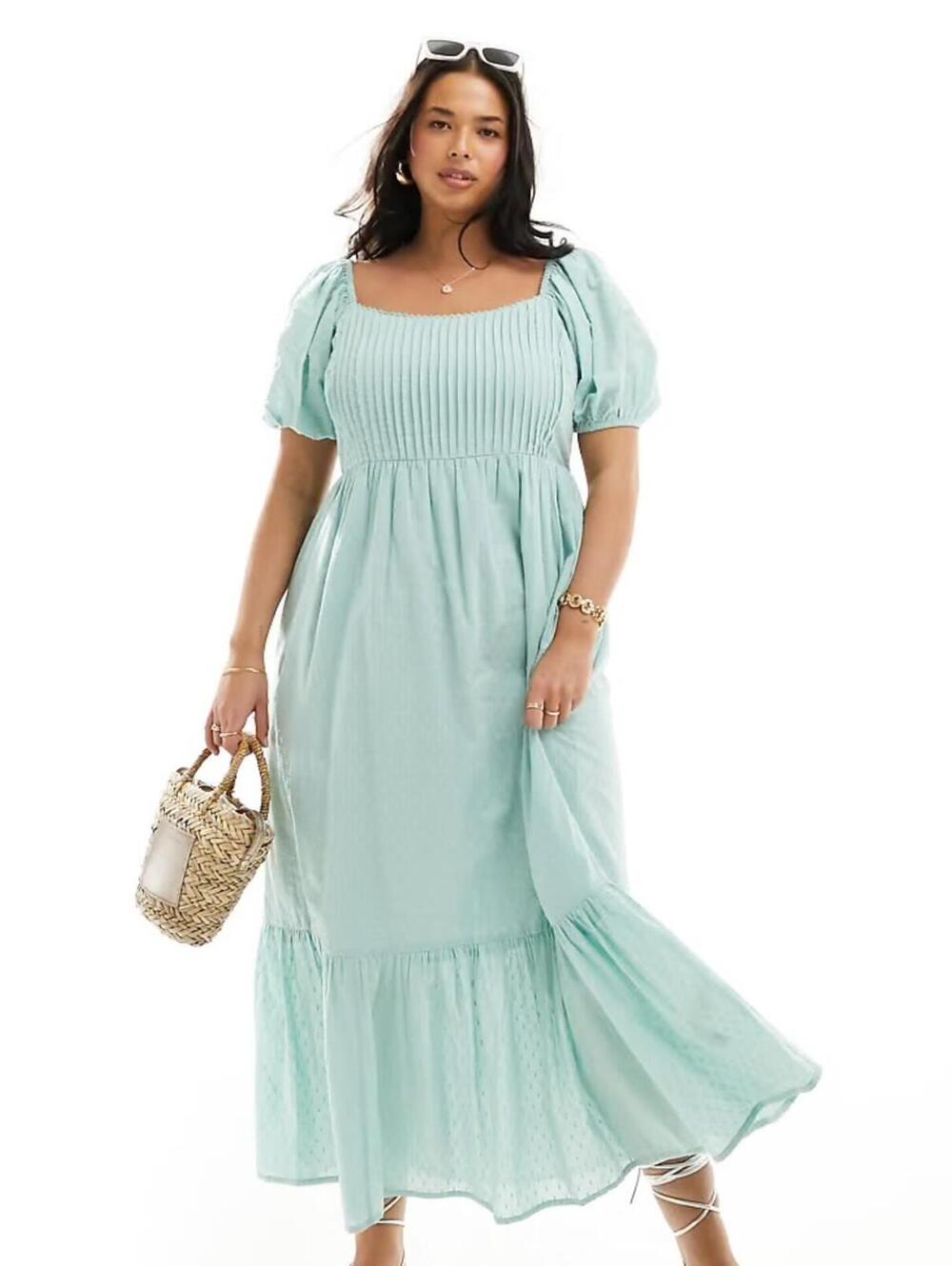 ASOS DESIGN Curve 100% Cotton Swiss Dot Maxi Dress Blue
